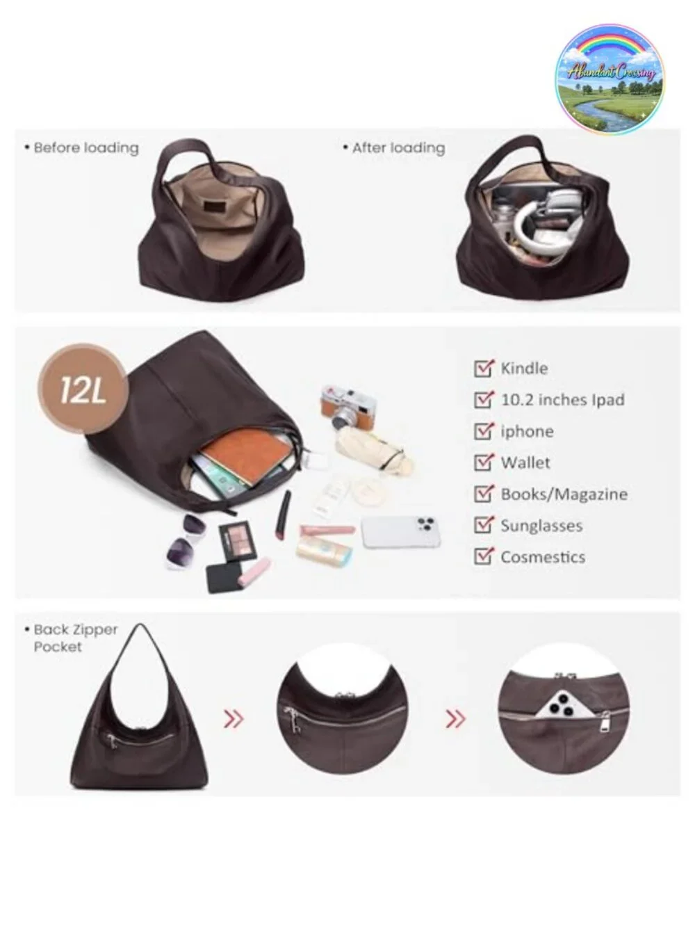 Ultra Soft Full Grain Leather Slouchy Hobo Bag Large Tote Shoulder Handbag